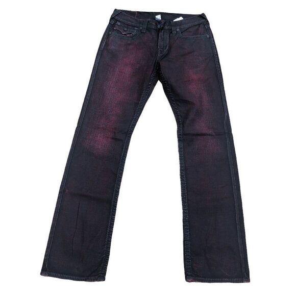 TRUE Religion Jeans Size 32 STRAIGHT Black/Red - Picture 4 of 9